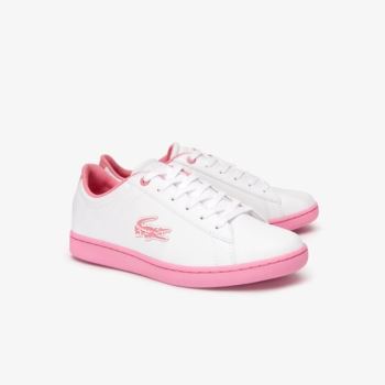 Lacoste Carnaby Evo Lace-up Synthetic Sneakers Dětské - Tenisky Bílé / Růžové | CZ-cvlYh6